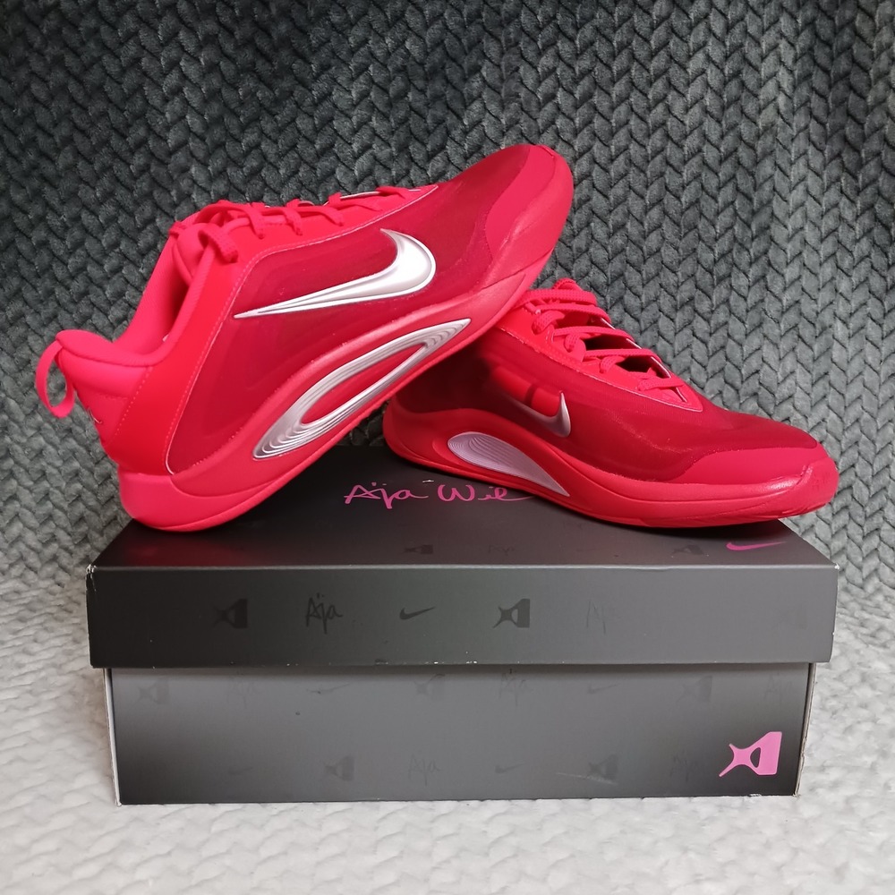 Nike A'One Bright Crimson Pearl Pink GS Basketball Sneakers Shoes Size 5.5Y